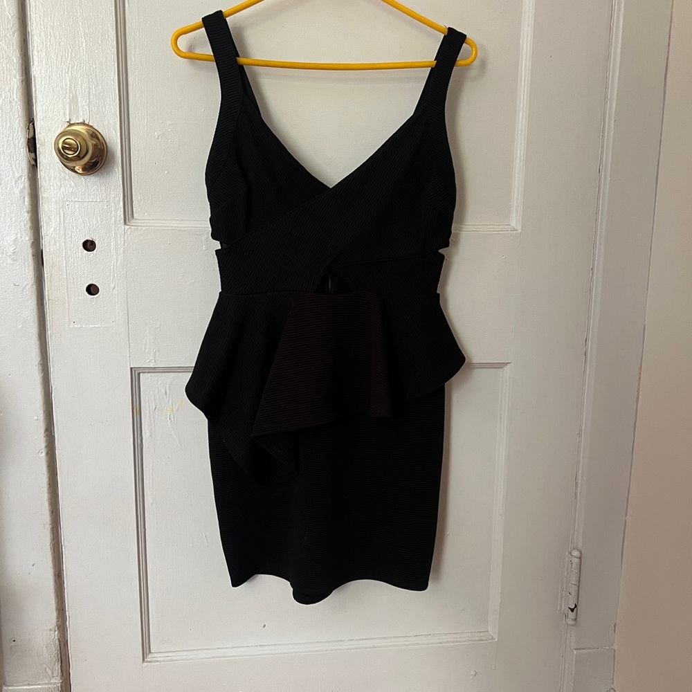 Material Girl Black Peplum Mini Dress